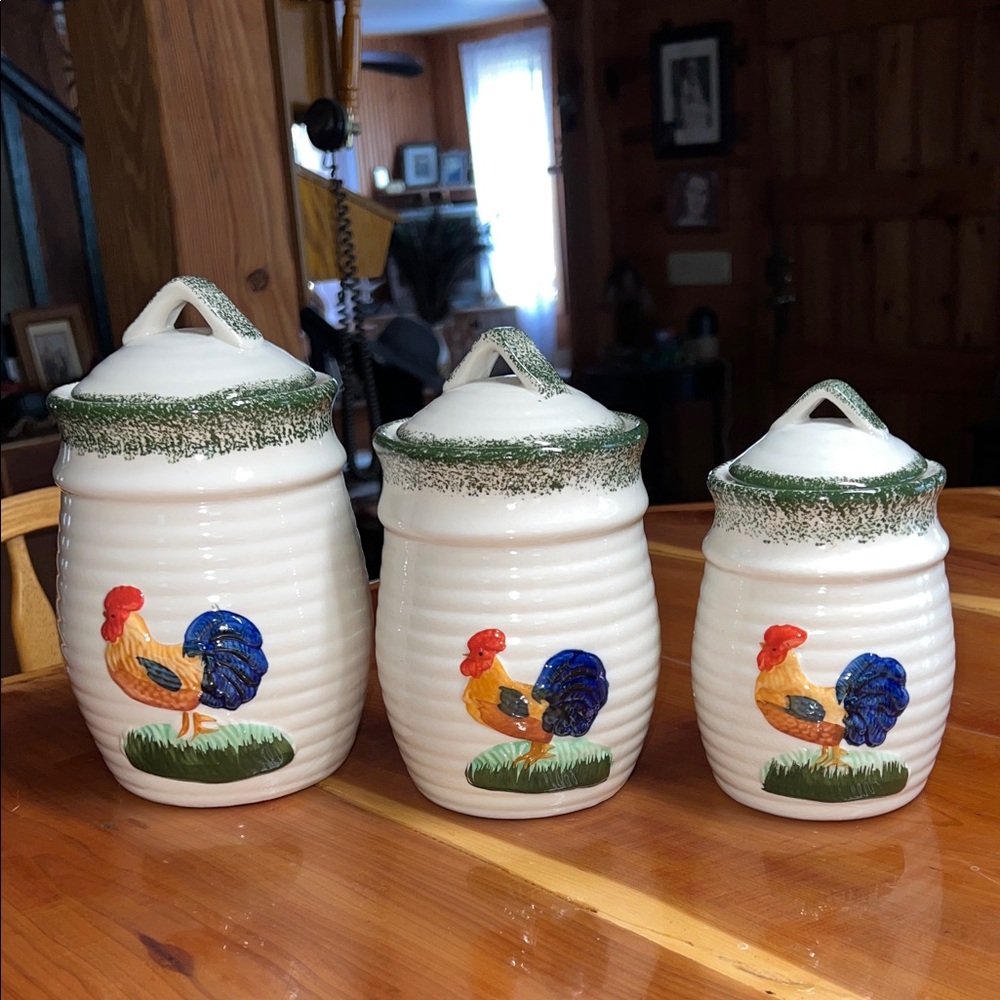 ROOSTER CANISTER  - VINTAGE FARMHOUSE COUNTRY  Set of 3